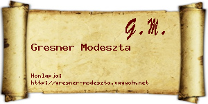 Gresner Modeszta névjegykártya